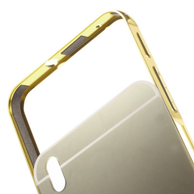 Твърди гърбове Твърди гърбове за HTC Луксозен алуминиев бъмпър с твърд огледален златист гръб за HTC DESIRE 816 